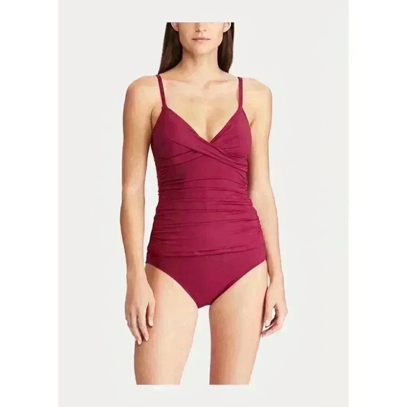 NEW! Lauren Ralph Lauren Women's Slimming Ruched Tankini Top & Bottom NWT $145 - Picture 2 of 4